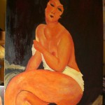 Copie Femme nue assise sur un divan de Modigliani.